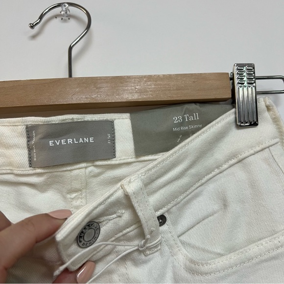 NWT Everlane White Mid Rise Skinny Jeans Blanc High Rise Waist Size 23 TALL $128 - Picture 8 of 12